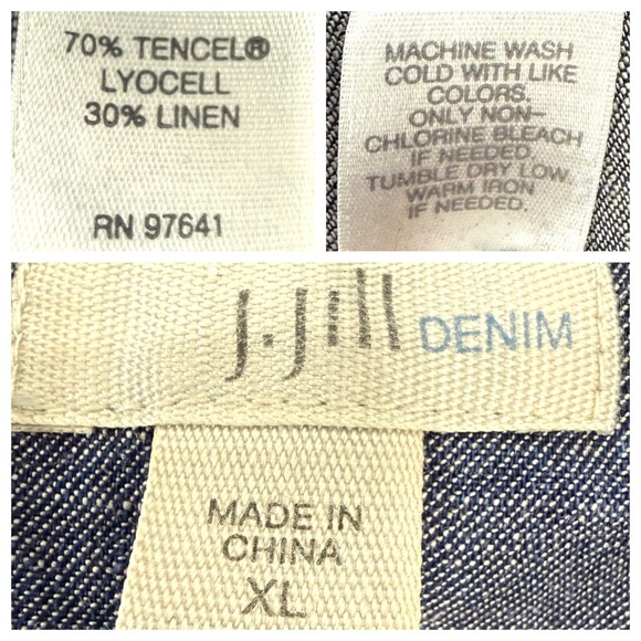 J Jill Denim Womens Chambray Top XL Blue Minimalist Linen Blend Capsule Wardrobe - Picture 8 of 9